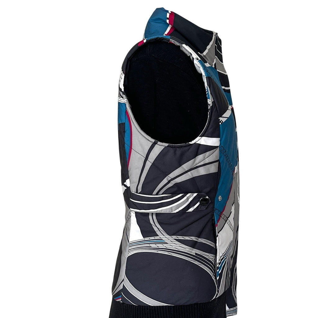 Oakley Women’s Medium Y2K Graphic Puffer Vest Blue Black Gray Ski Snowboard
