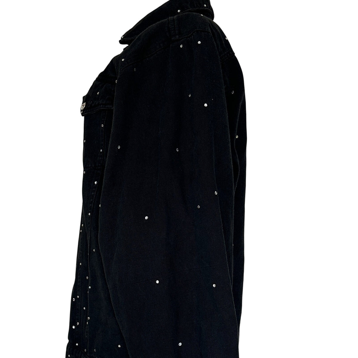 Vintage Mili Designs Black Rhinestone Denim Jacket Women’s Large Y2K Western