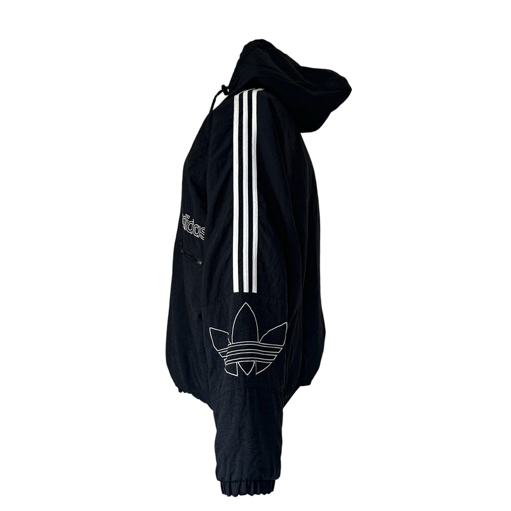 Vintage Adidas Men’s Large Black Puffer Jacket Trefoil Hooded 90s