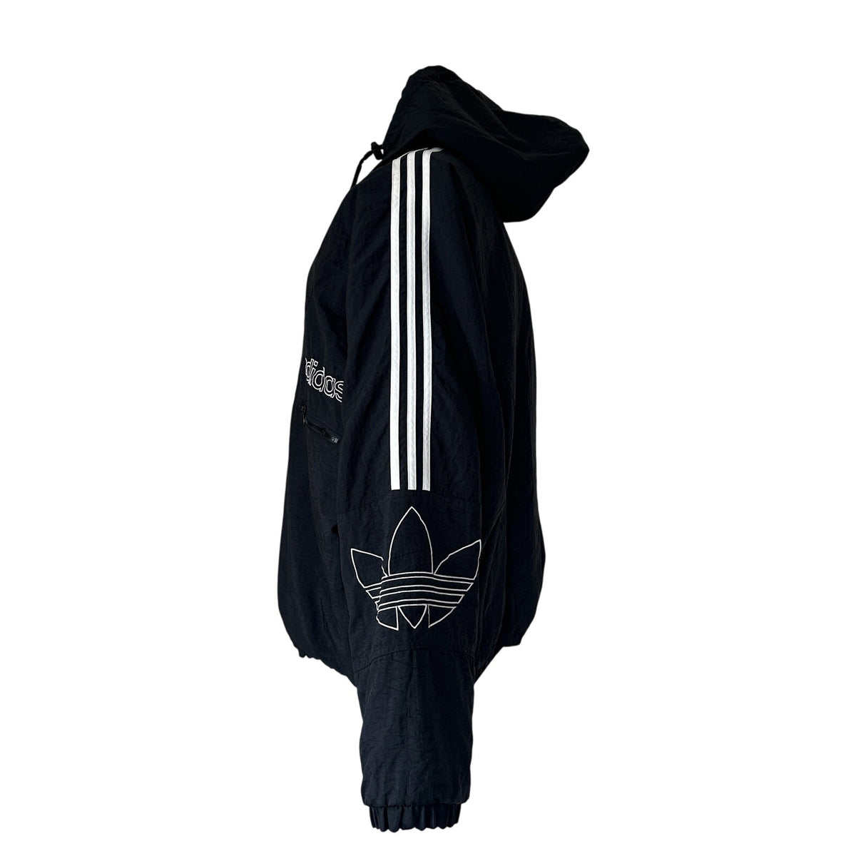 Vintage Adidas Men’s Large Black Puffer Jacket Trefoil Hooded 90s