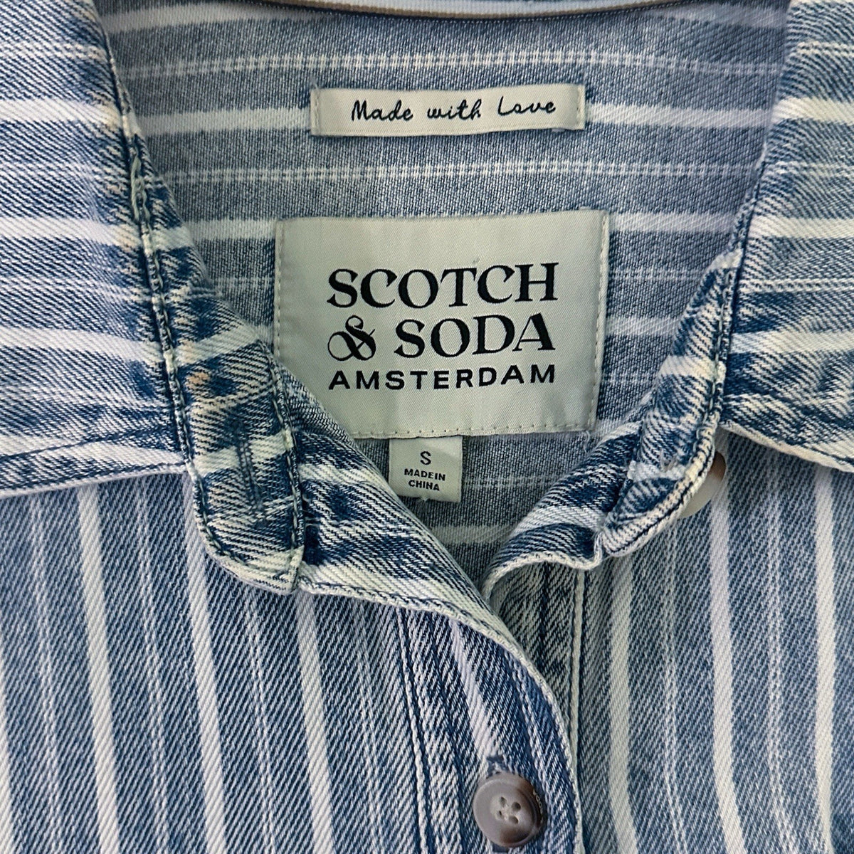 Scotch and Soda Women’s Long-sleeved Striped Denim Shirt, Size Small, NWT