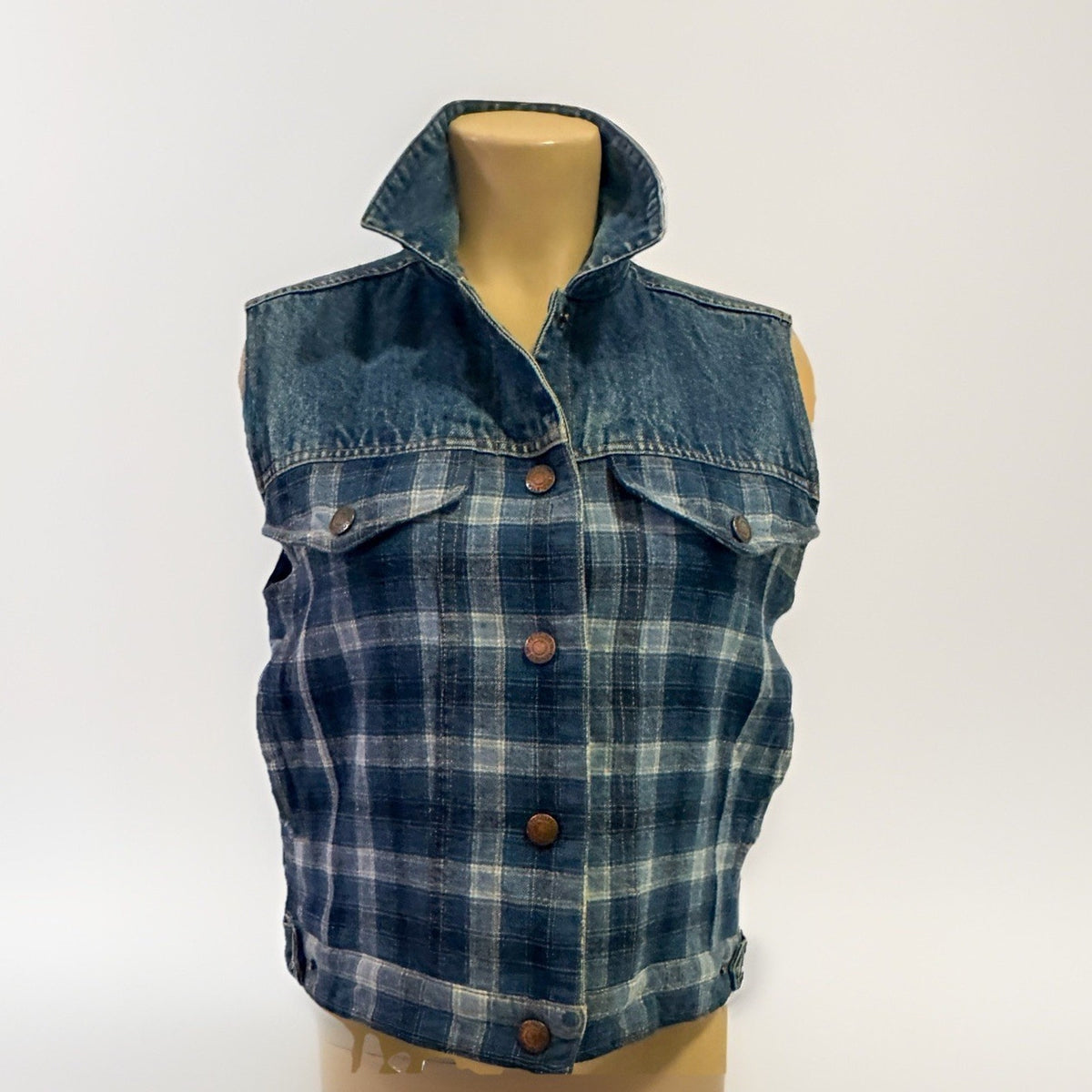 Vintage Pendleton Originals Women's Denim and Wool Panel Vest