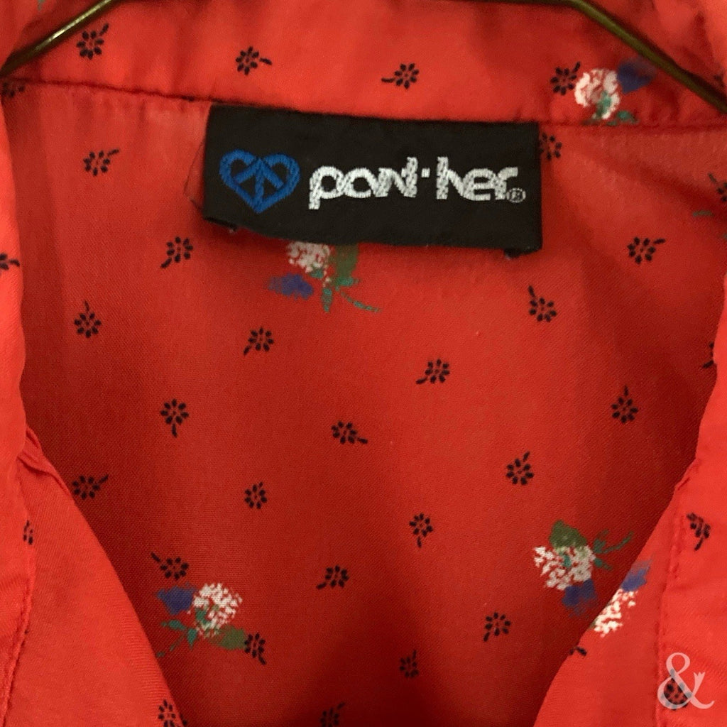 Vintage Western Red Floral Button Up Shirt
