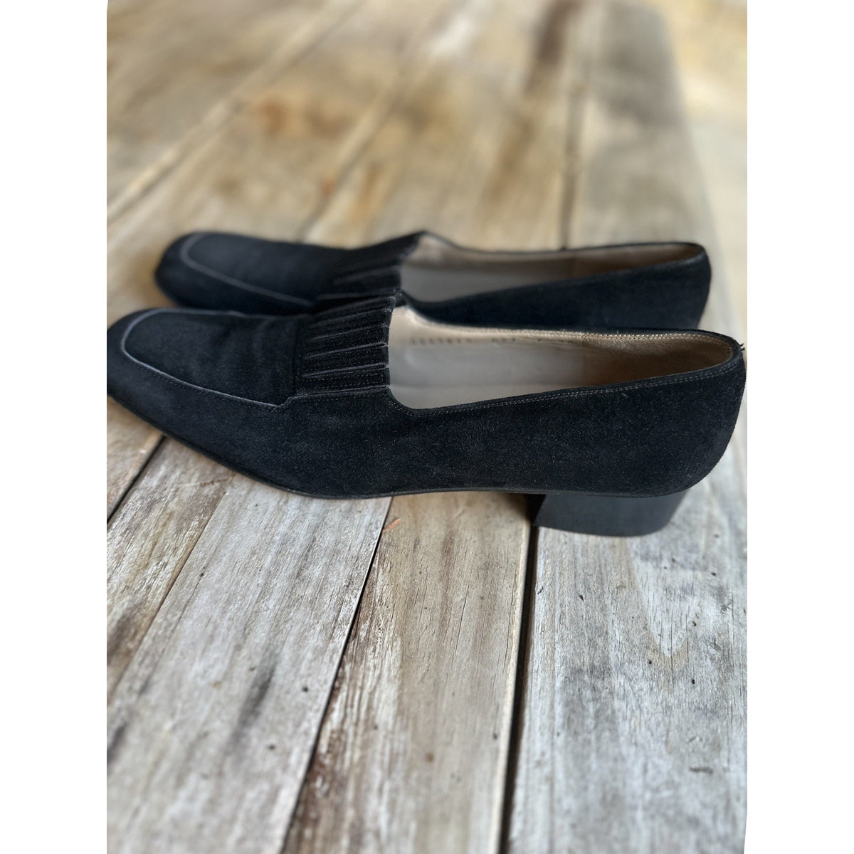 Vintage 90s Salvatore Ferragamo Black Suede Loafers