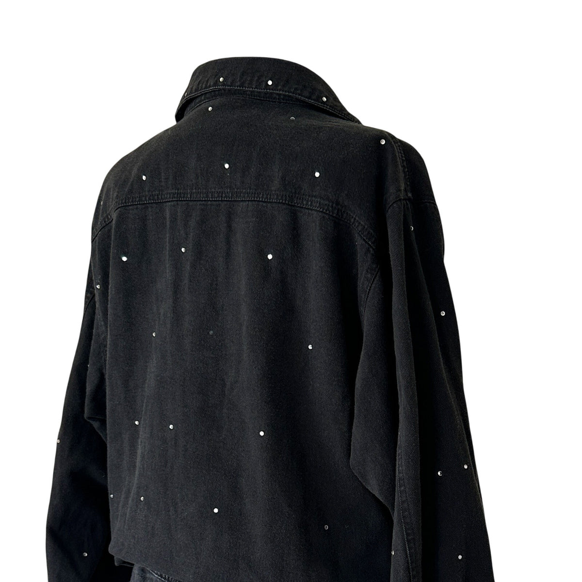 Vintage Mili Designs Black Rhinestone Denim Jacket Women’s Large Y2K Western
