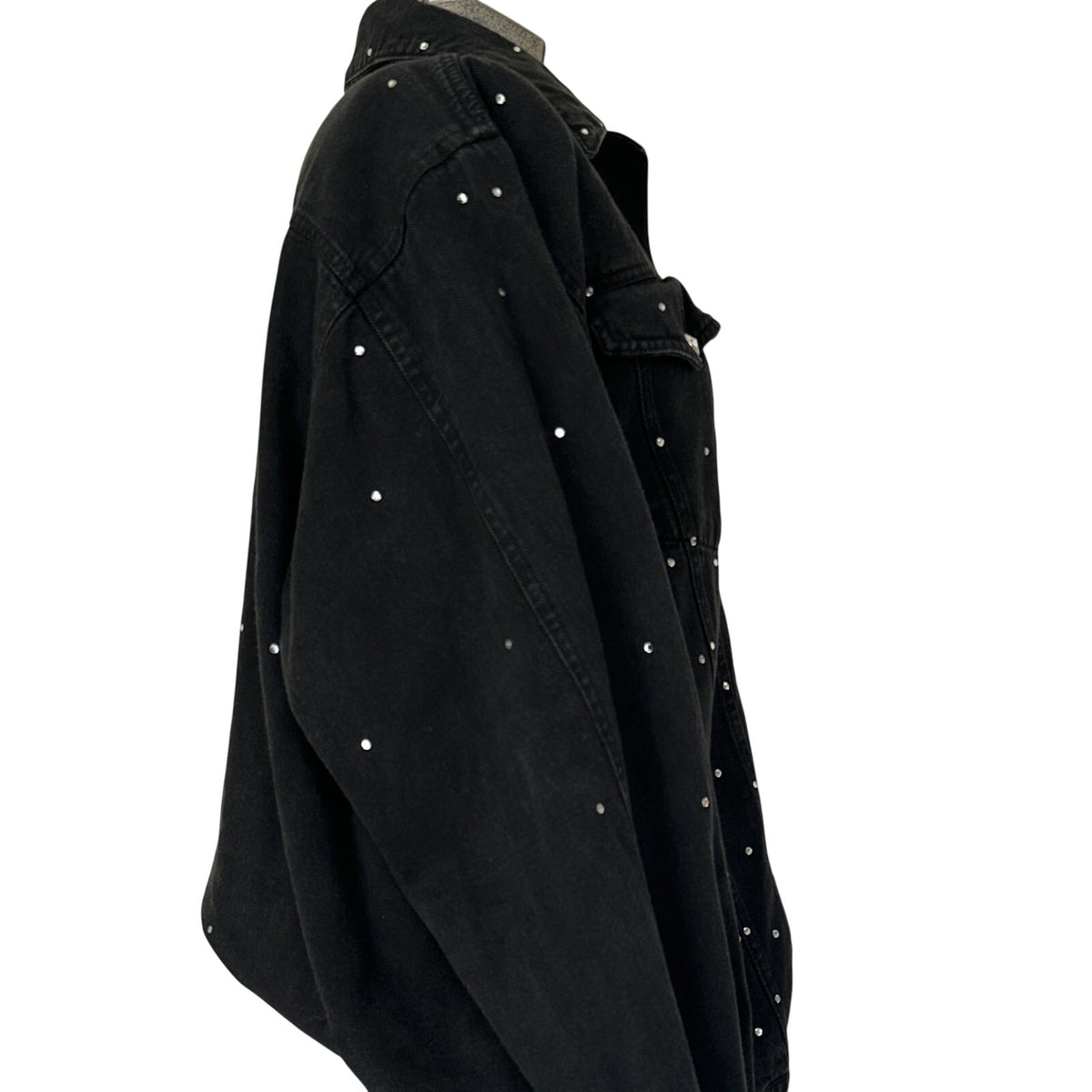 Vintage Mili Designs Black Rhinestone Denim Jacket Women’s Large Y2K Western