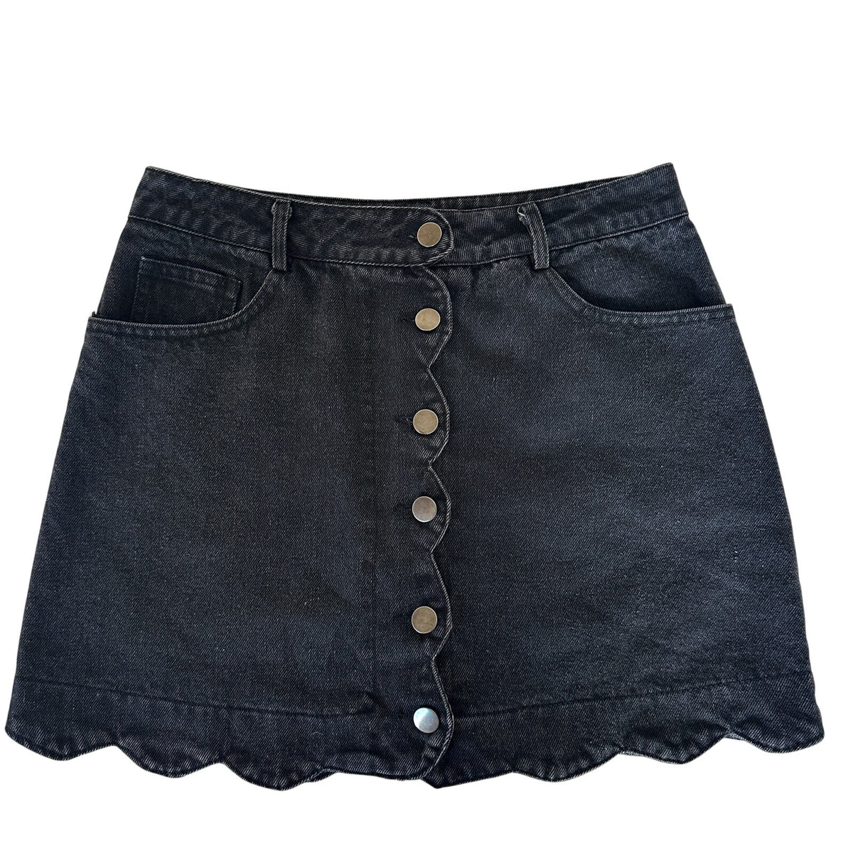 Sage & Suede x Pie Bros Hand-Painted Black Denim Skirt Small One of One