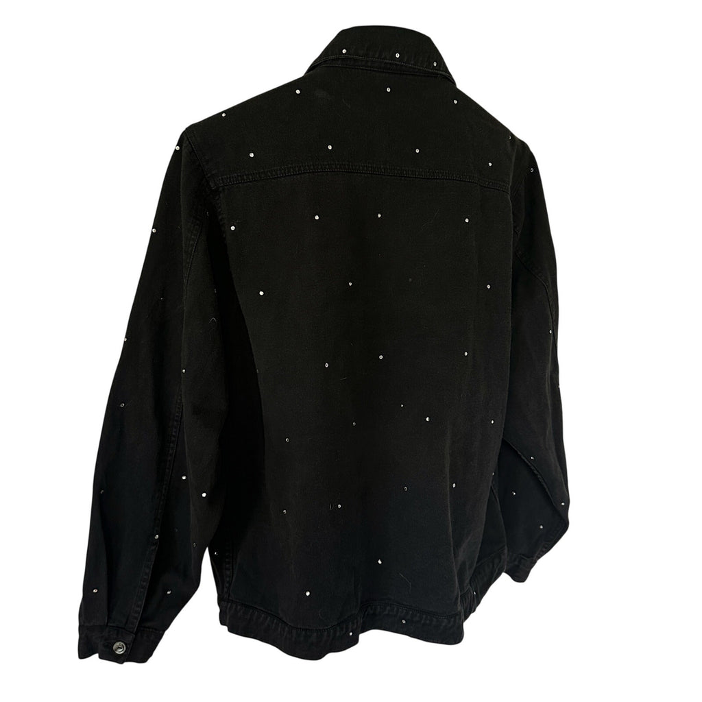 Vintage Mili Designs Black Rhinestone Denim Jacket Women’s Large Y2K Western