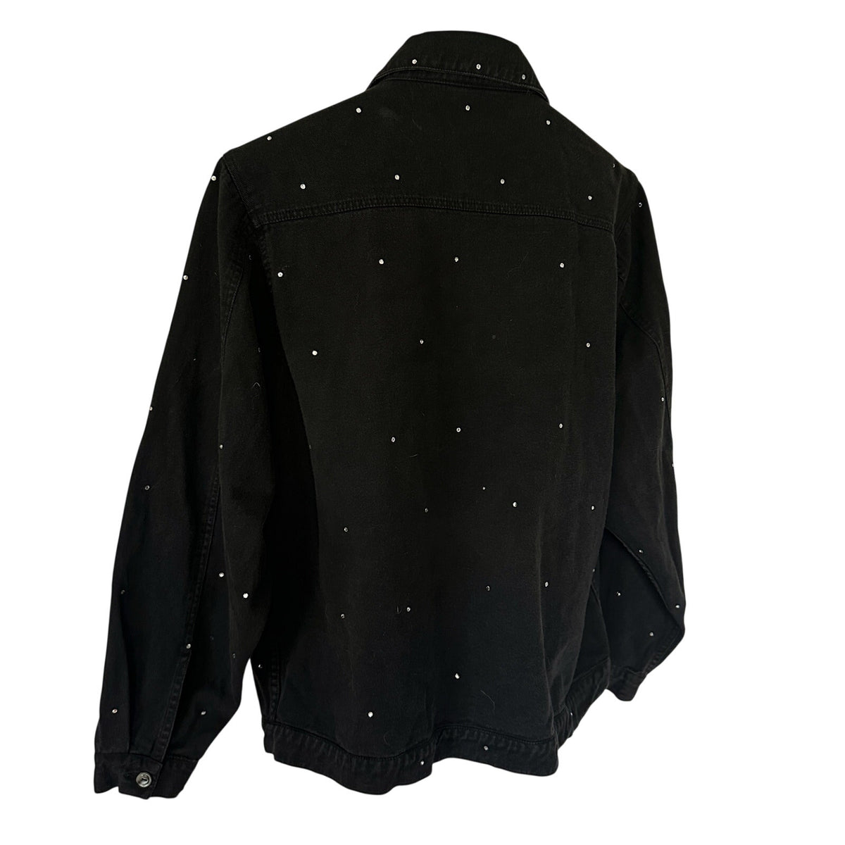 Vintage Mili Designs Black Rhinestone Denim Jacket Women’s Large Y2K Western