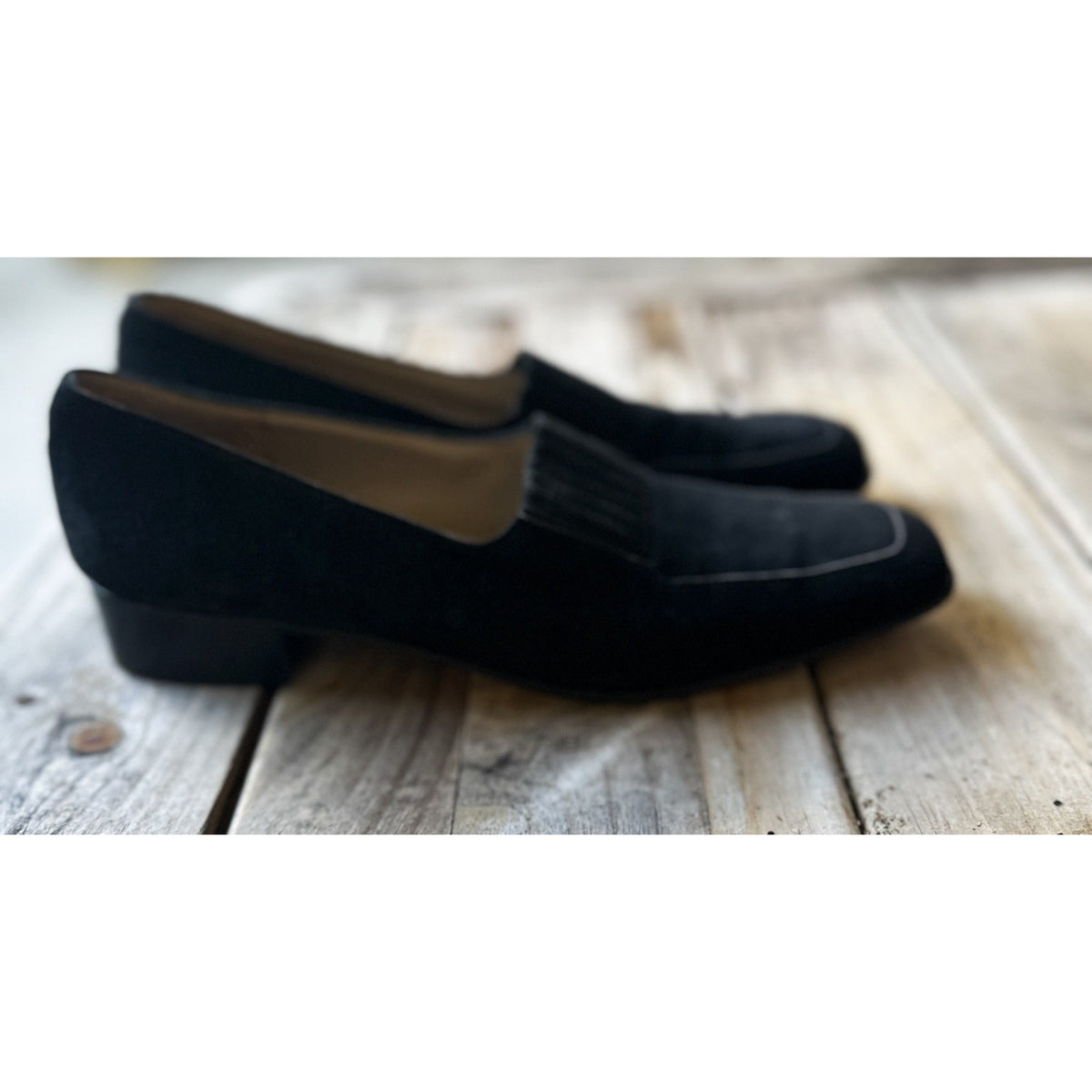Vintage 90s Salvatore Ferragamo Black Suede Loafers
