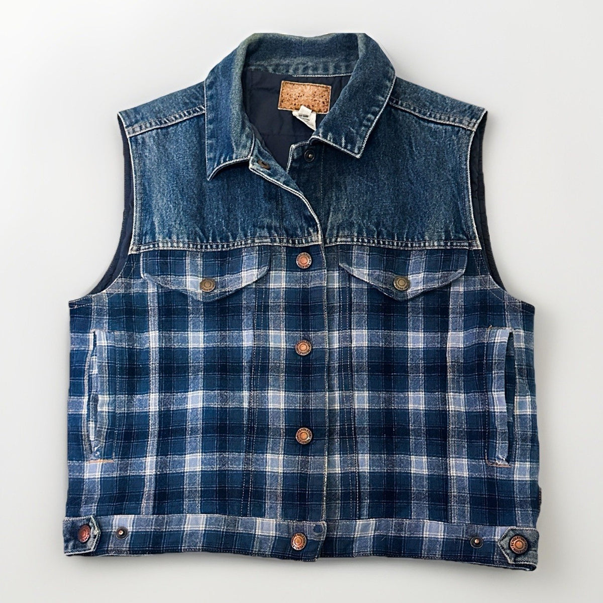 Vintage Pendleton Originals Women's Denim and Wool Panel Vest