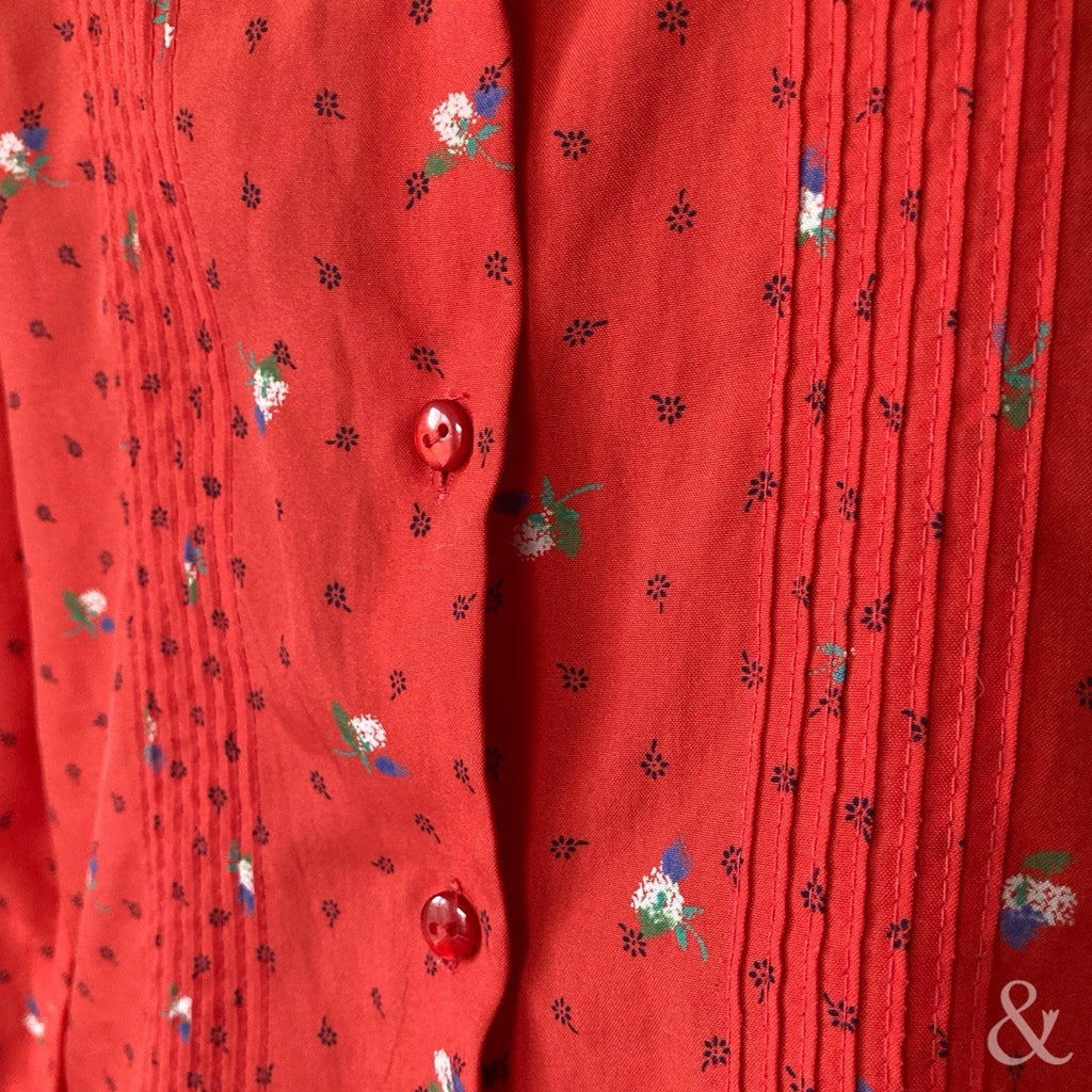 Vintage Western Red Floral Button Up Shirt