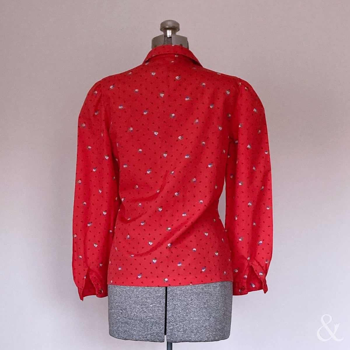 Vintage Western Red Floral Button Up Shirt