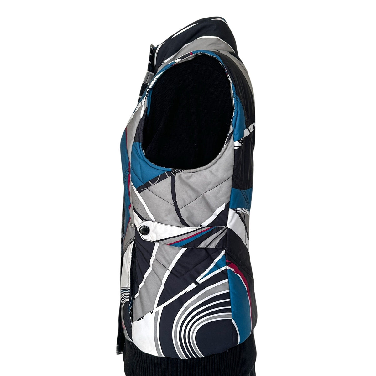 Oakley Women’s Medium Y2K Graphic Puffer Vest Blue Black Gray Ski Snowboard