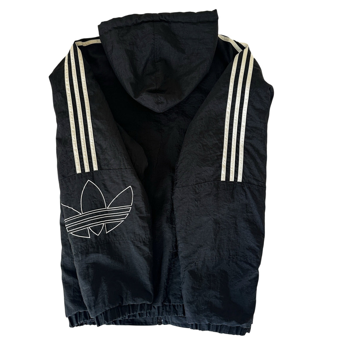 Vintage Adidas Men’s Large Black Puffer Jacket Trefoil Hooded 90s