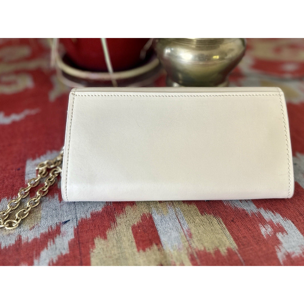 Zac Posen Women’s Leather Small Crossbody Bag in Ivory with detachable strap.