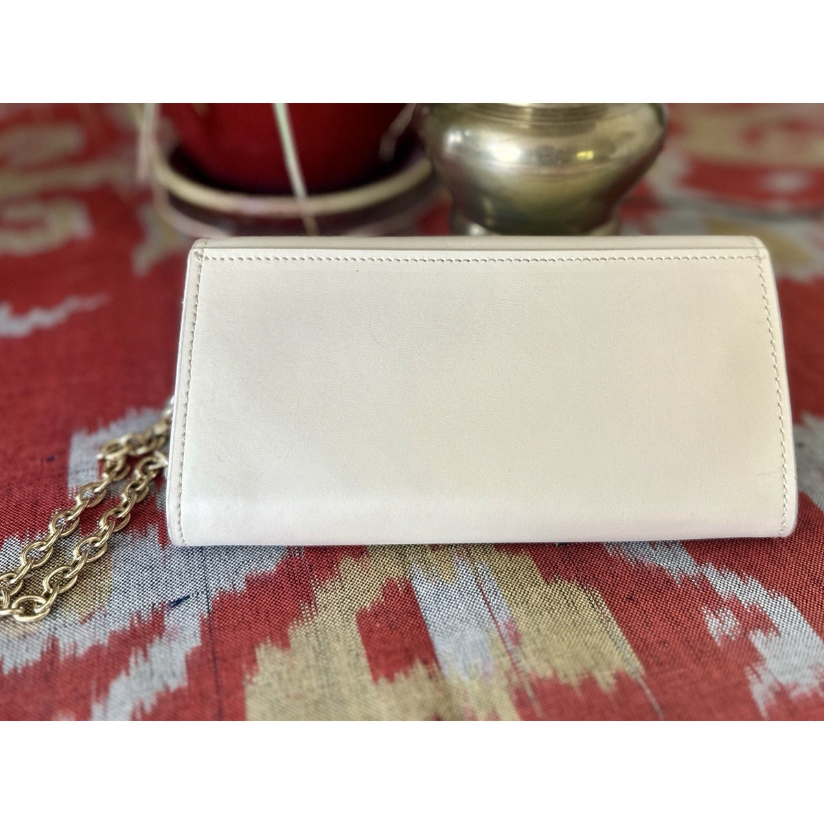 Zac Posen Women’s Leather Small Crossbody Bag in Ivory with detachable strap.