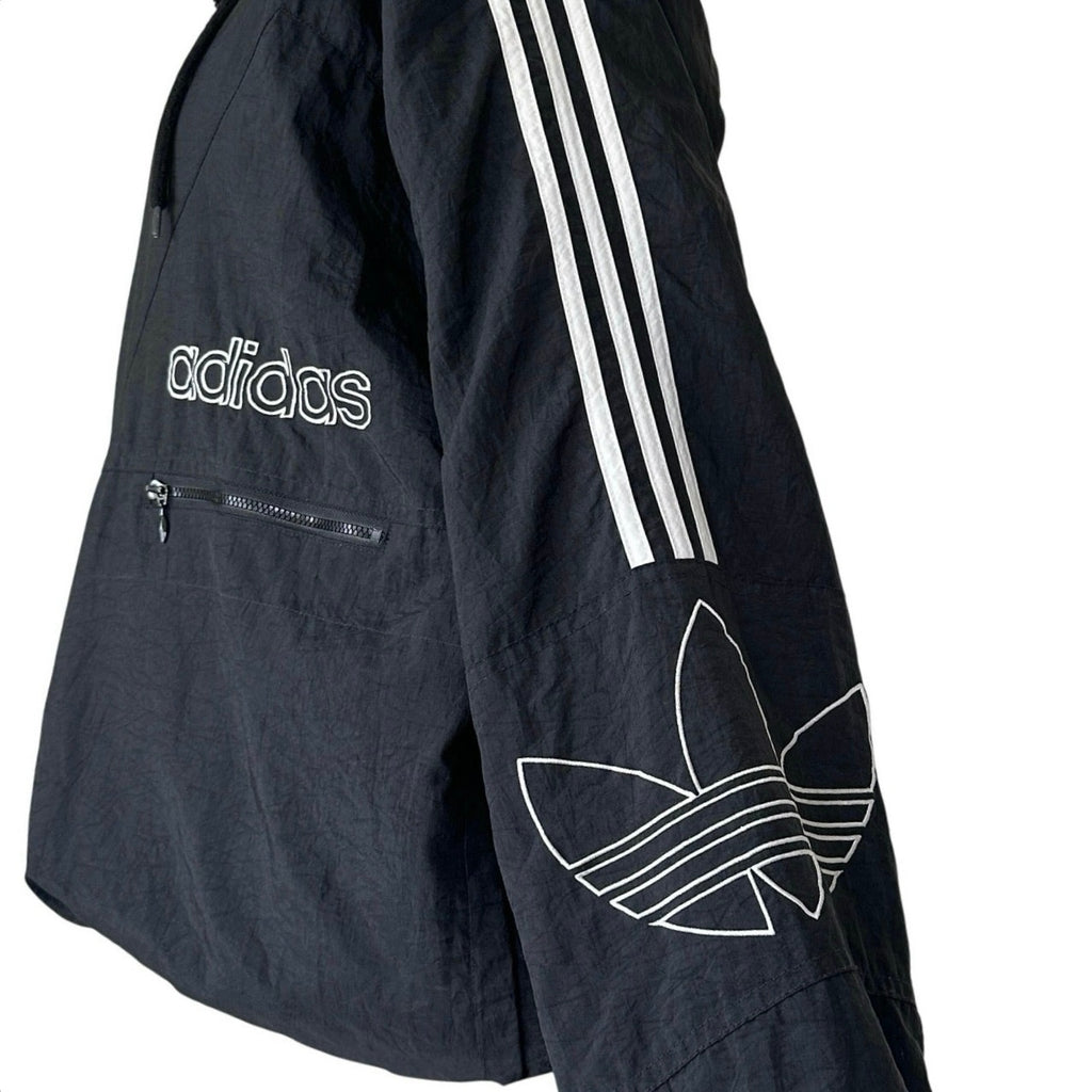 Vintage Adidas Men’s Large Black Puffer Jacket Trefoil Hooded 90s