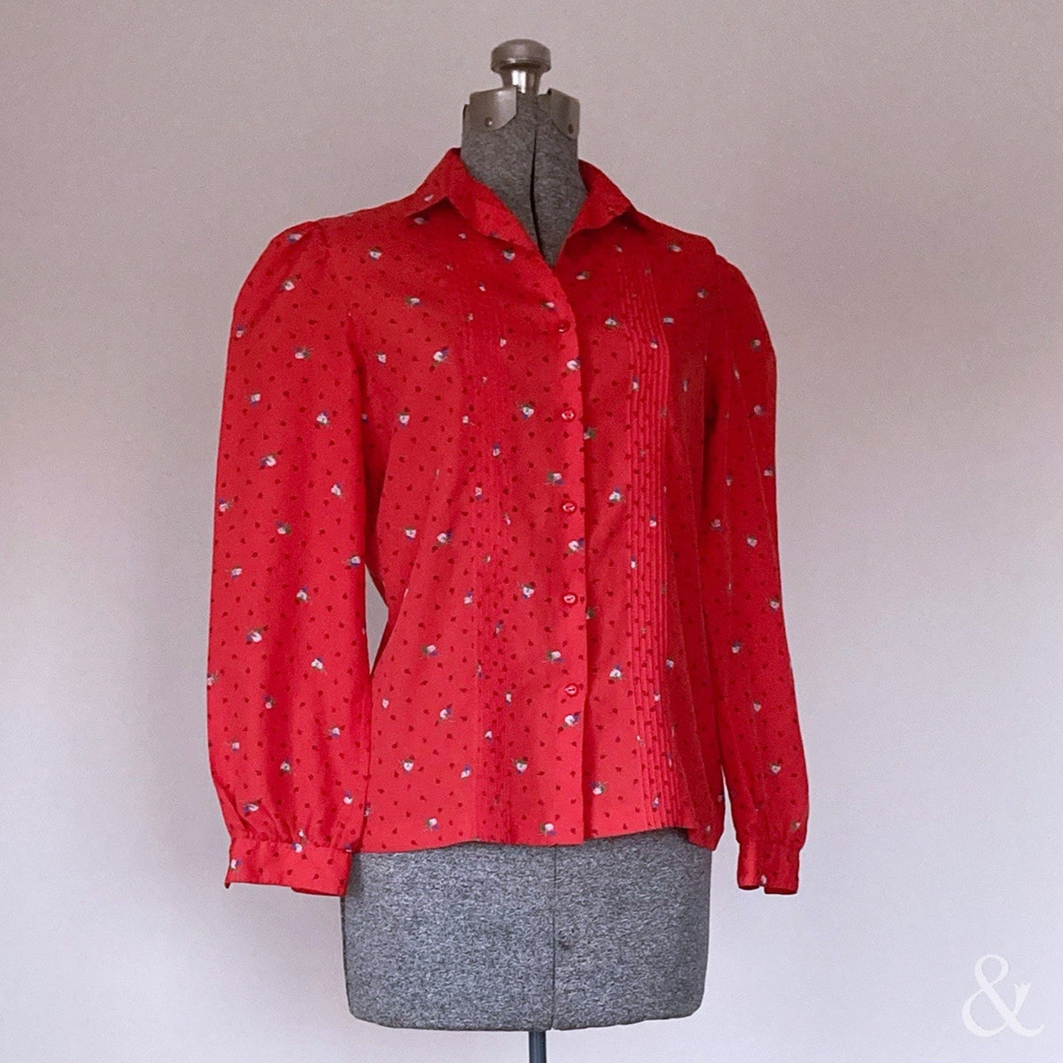 Vintage Western Red Floral Button Up Shirt