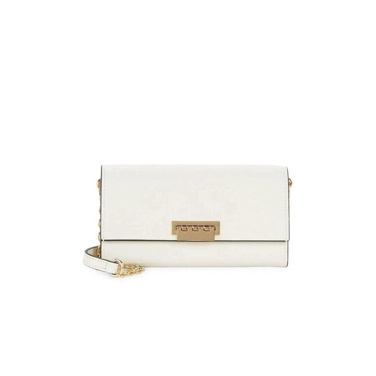 Zac Posen Women’s Leather Small Crossbody Bag in Ivory with detachable strap.