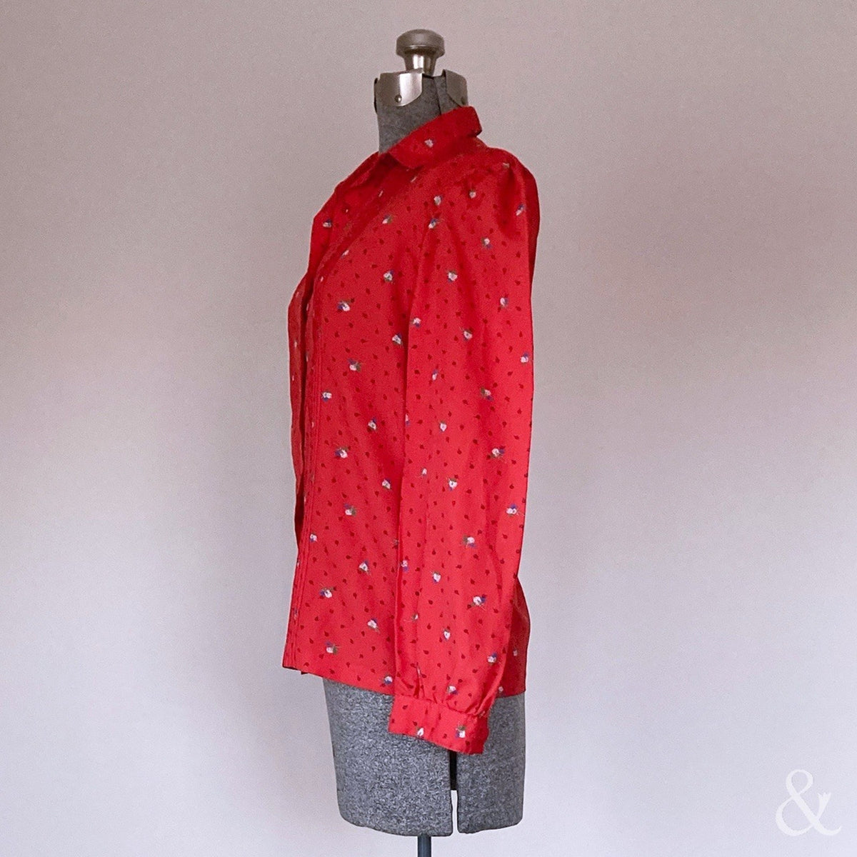 Vintage Western Red Floral Button Up Shirt