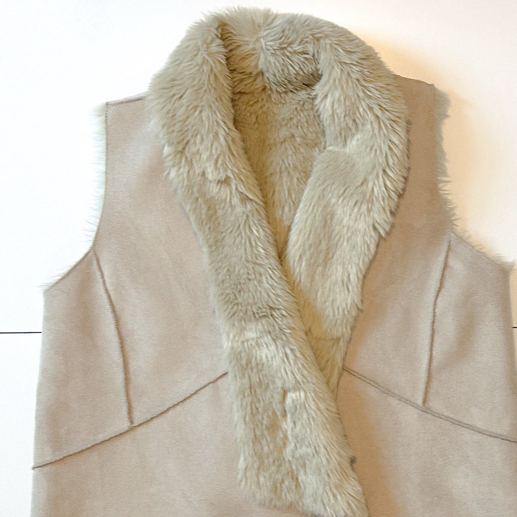 Ann Taylor Loft Faux Suede and Fur Vest